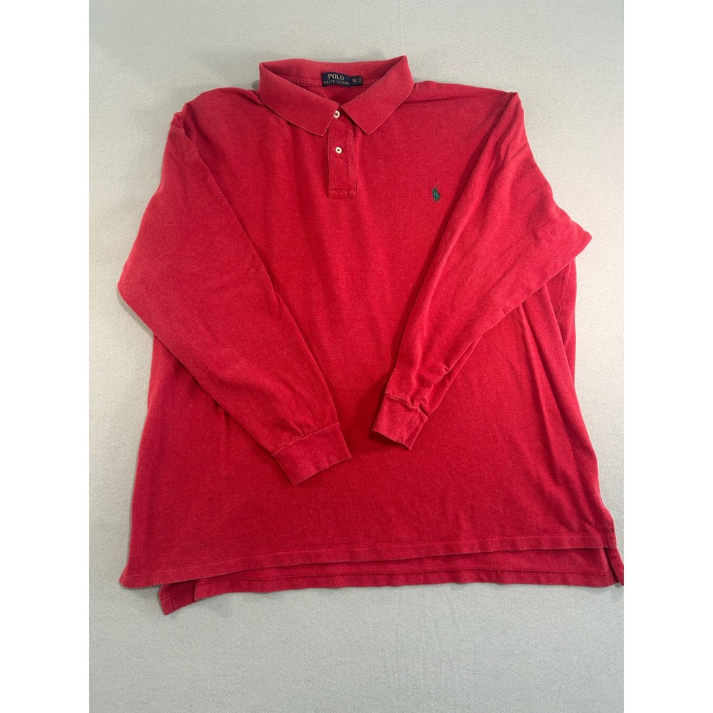 Polo Ralph‎ Lauren Shirt Mens 3XLT Red Long Sleeve Pique Pony Logo Tall